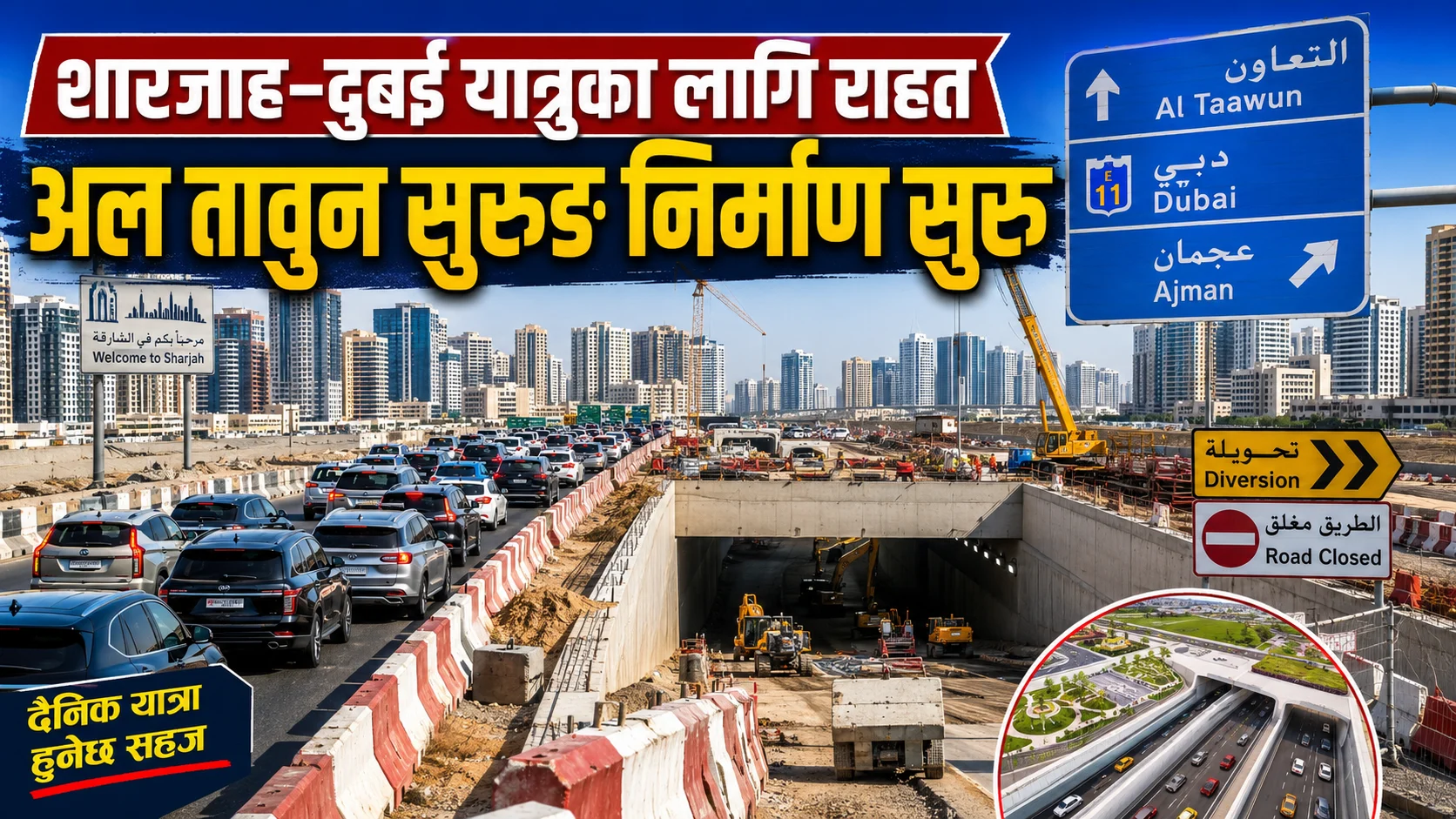 शारजाह–दुबई यात्रुका लागि राहत : अल तावुन क्षेत्रमा सुरुङ निर्माण सुरु file 000000003d30720aba28bf3fac71d3f7