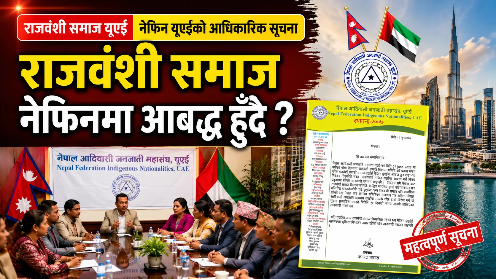 राजवंशी समाजलाई नेफिन यूएईमा आबद्ध गराउने प्रक्रिया अघि बढ्यो, २१ दिनभित्र दाबी–विरोध पेश गर्न आह्वान file 00000000da787246b16c24d512628eac